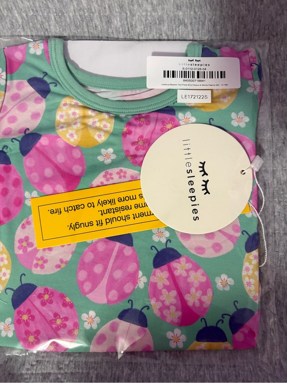 Little Sleepies Mint Green Ladybug Print Pajama Top with Pink and Yellow Accents
